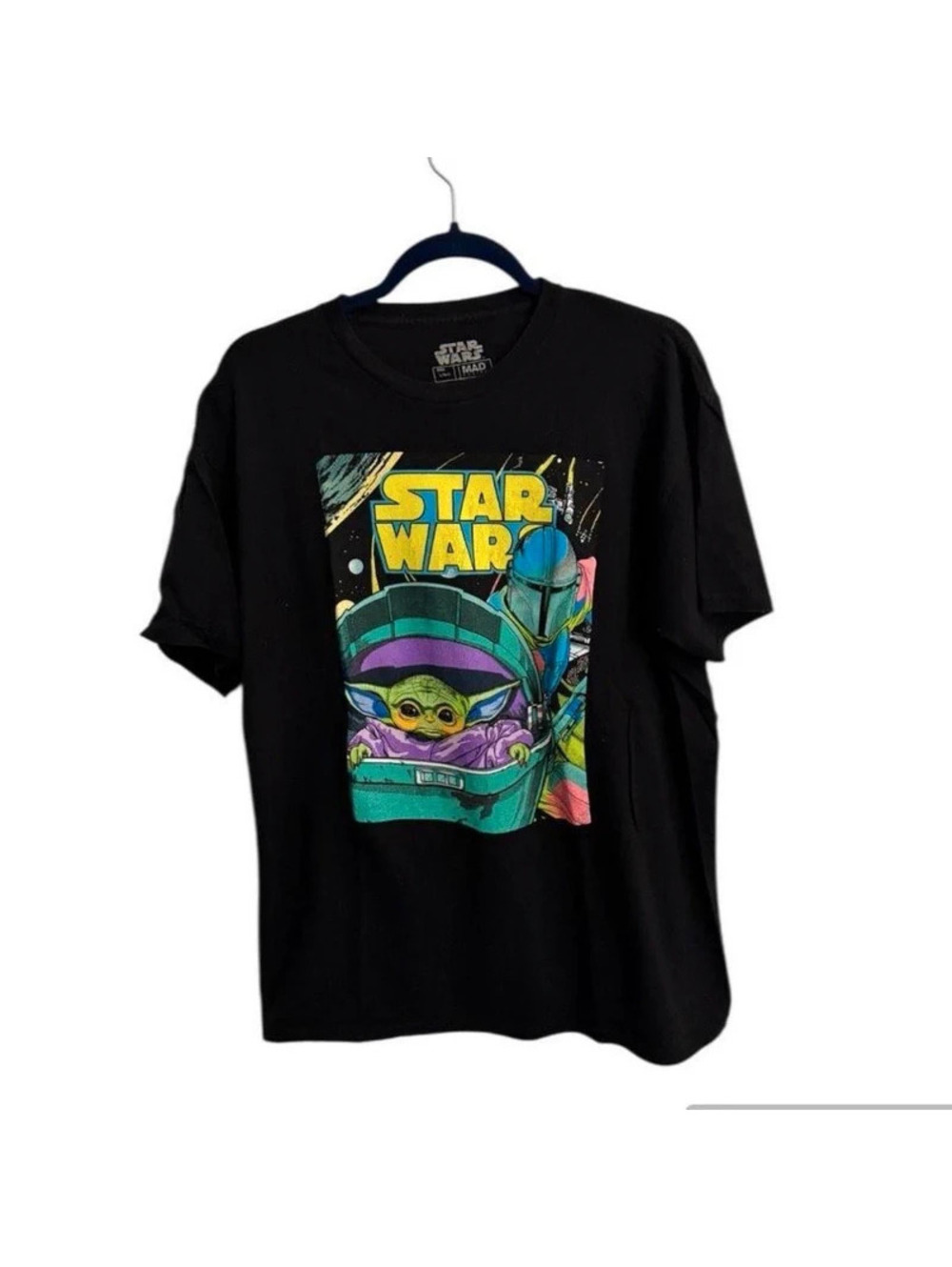 Star Wars Grogu Baby Yoda Mandalorian Graphic T-Shirt Black Men’s Large